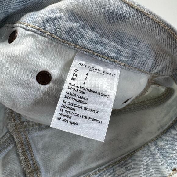 American Eagle | Light Wash Distressed Button Fly 90s Boyfriend Shorts - Picture 6 of 6